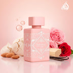 Hub Wavy Lattafa Bade'e Al Oud Noble Blush perfume bottle, 3.4 oz unisex fragrance with elegant packaging, front view image