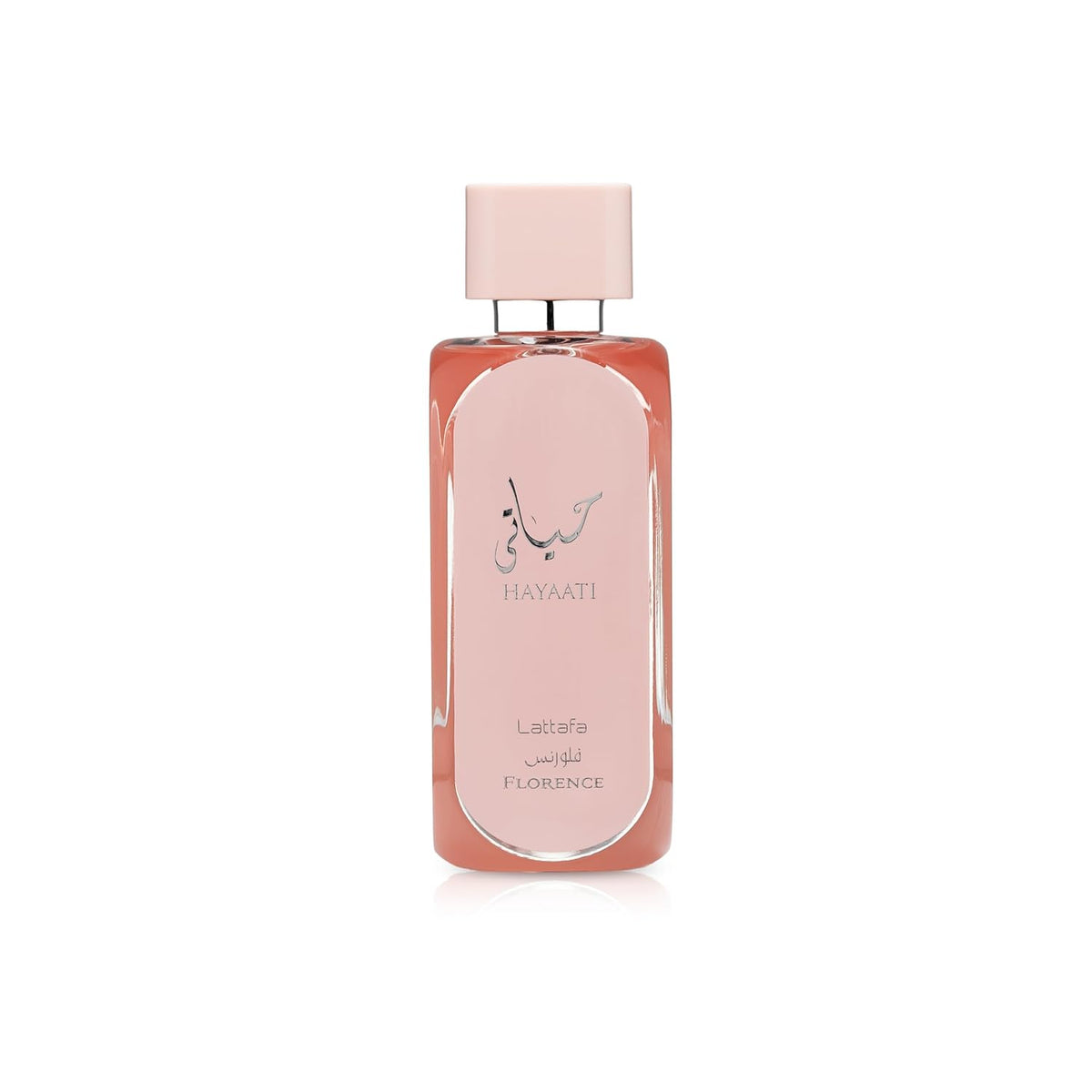 Hub Wavy Lattafa Hayaati Florence perfume bottle, 100ml, luxury women's fragrance with elegant design on a white background