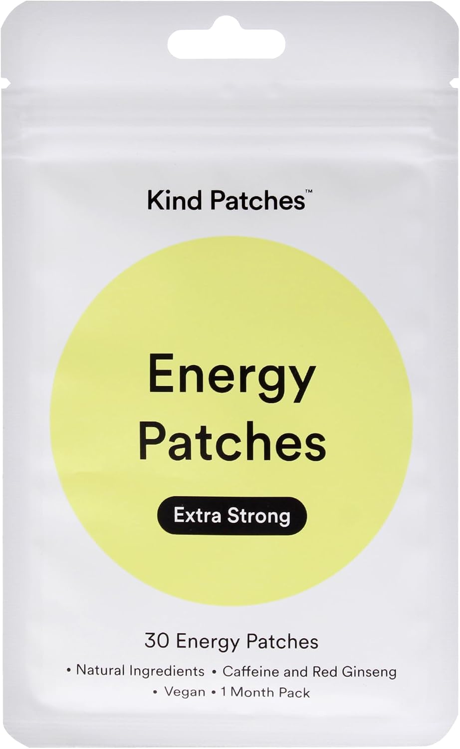 Kind Patches Energy Patches Extra Strong - Red Ginseng, L-Citrulline, and Guarana Extract - Vegan, Latex Free - 14 Count