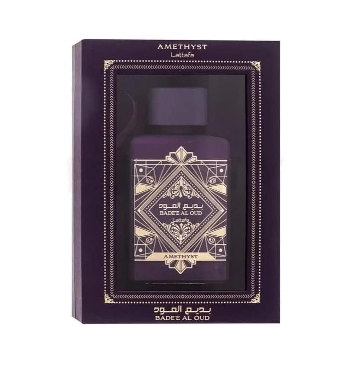 Hub Wavy Lattafa Bade'e Al Oud luxury unisex perfume bottle with elegant design, showcasing authentic fragrance for both men and women.