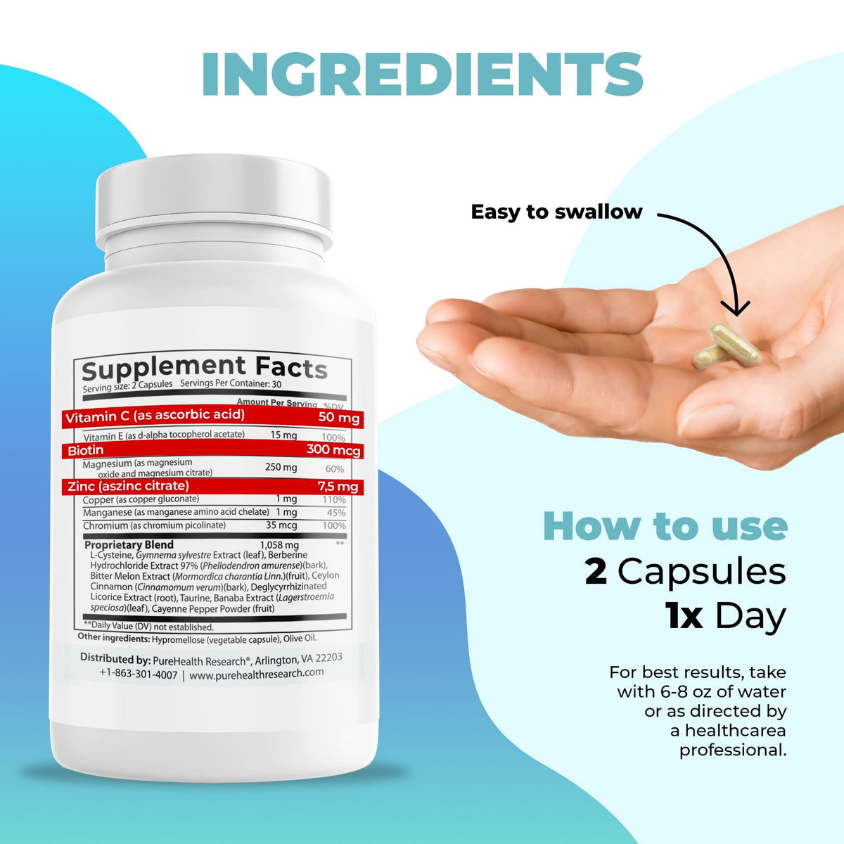 PureHealth Research Blood Sugar Support - Metabolism, Energy & Glucose Support