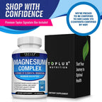 Toplux Magnesium Complex Supplement 8 Elemental - Magnesium Glycinate, Citrate, Malate, Taurate, Chelated for Easy Absorption for Bones, Muscle, Recovery, Energy, Vegan Non-GMO 90 Capsules