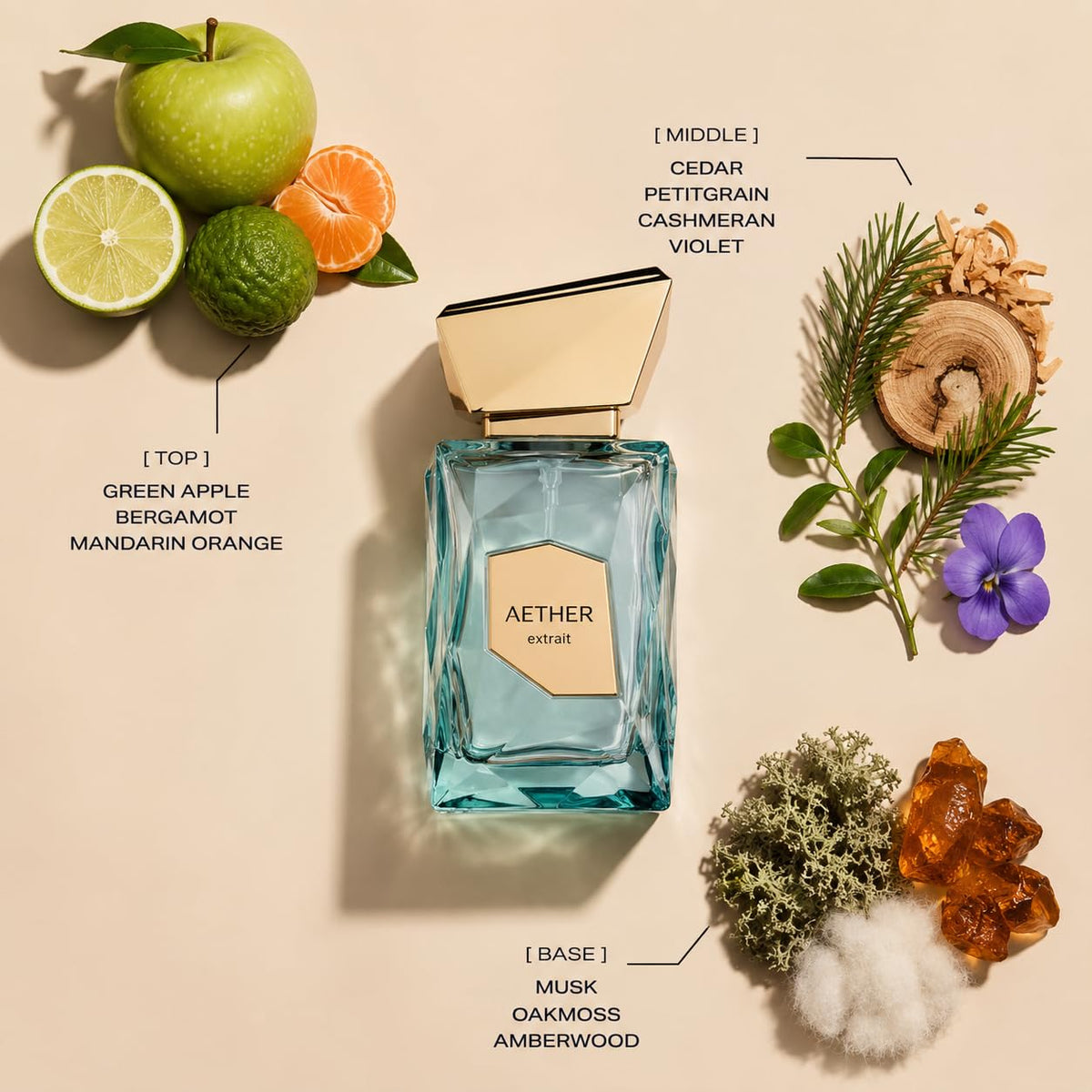 Hub Wavy French Avenue Aether Extrait perfume bottle, unisex fragrance with 3.40 oz size, elegant glass bottle, fresh and sophisticated scent.