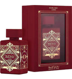 Hub Wavy Lattafa Bade'e Al Oud Sublime perfume bottle, luxurious unisex fragrance in 100ml bottle with elegant design.