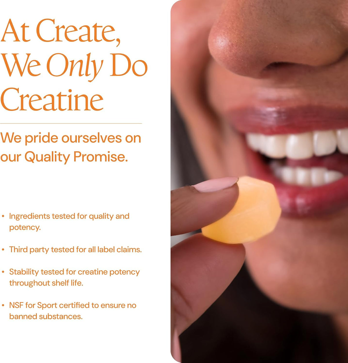 Create Creatine Monohydrate Gummies for Women and Men, Orange, 90ct