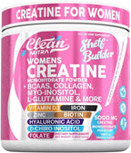 Creatine for Women | Creatine Monohydrate + BCAA Powder Myo-Inositol Collagen Biotin Hyaluronic Acid Folate L Glutamine Vitamin D3 Iron Zinc D-Chiro-Maca Digestion Shelf Builder By Clean Nutra