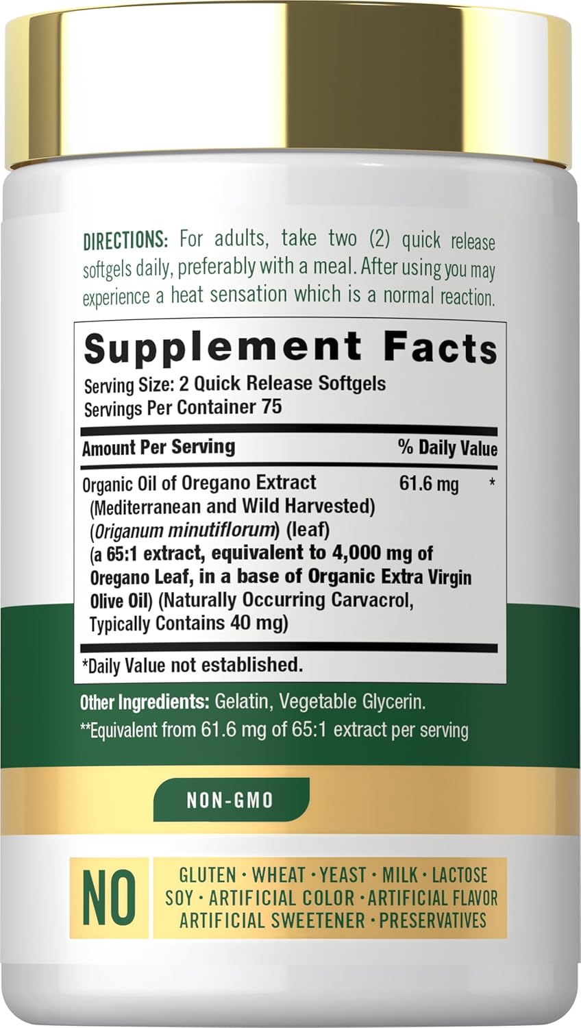 Carlyle Oil of Oregano Softgels | 150 Capsules | Contains Carvacrol