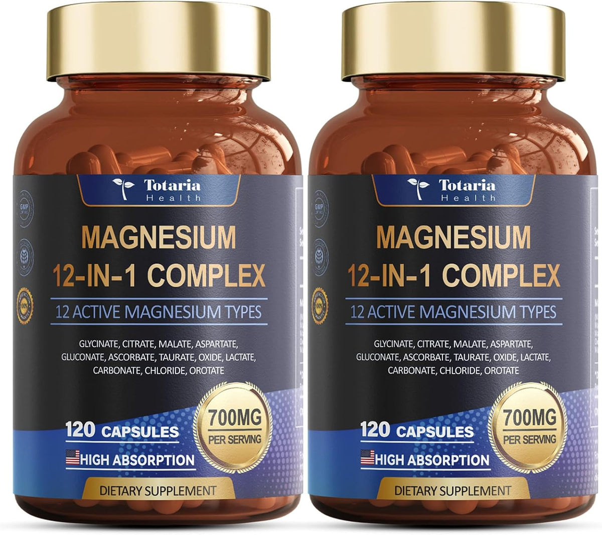 Totaria Magnesium Complex 700mg,12 in 1, 120 Capsules