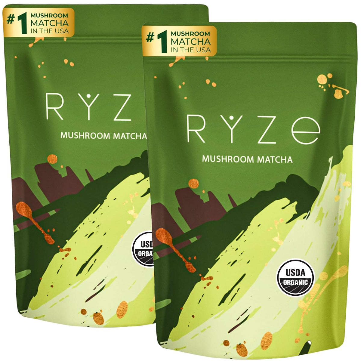 RYZE Organic Mushroom Matcha with 6 Adaptogenic Mushrooms, 30 Servings