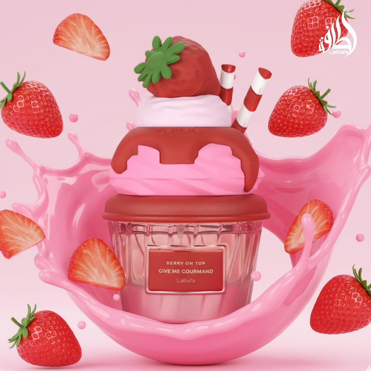 Hub Wavy Lattafa Berry On Top unisex perfume bottle, 2.6 oz, featuring a sleek design and vibrant berry scent.