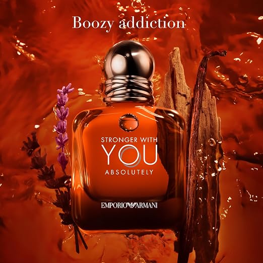 Armani Beauty Stronger With You Absolutely men's fragrance bottle, 3.4 fl oz / 100 ml, with a sleek design and cap.