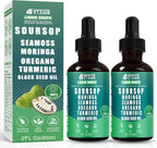 Vyxion Soursop Bitters Liquid Drops 10 in 1 with Sea Moss, Moringa, Turmeric, Black Seed Oil, Oregano, Ashwagandha | Herbal Extracts for Overall Health-Enhancing | Vegan, Non-GMO | 2 Fl Oz