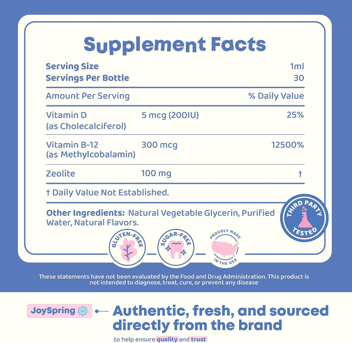 JoySpring LingoLeap Kids Zeolite Drops with B12 and D3, Berry, 30 Ct