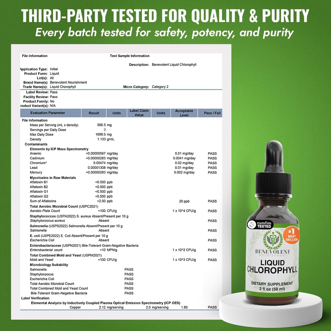 Benevolent Chlorophyll Liquid Drops for Internal Freshness, Peppermint