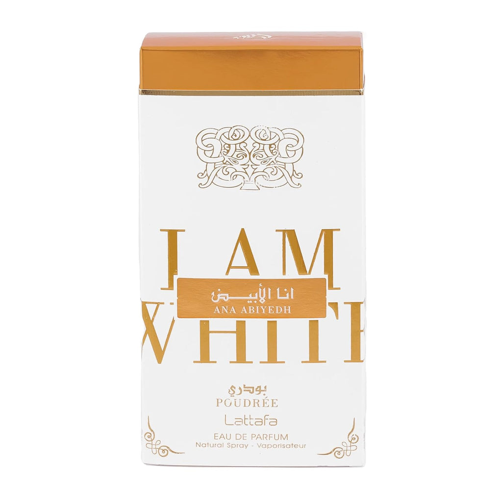 Hub Wavy Lattafa Ana Abiyedh Coral perfume bottle, luxurious unisex fragrance with floral and fruity notes, 3.4 fl oz.