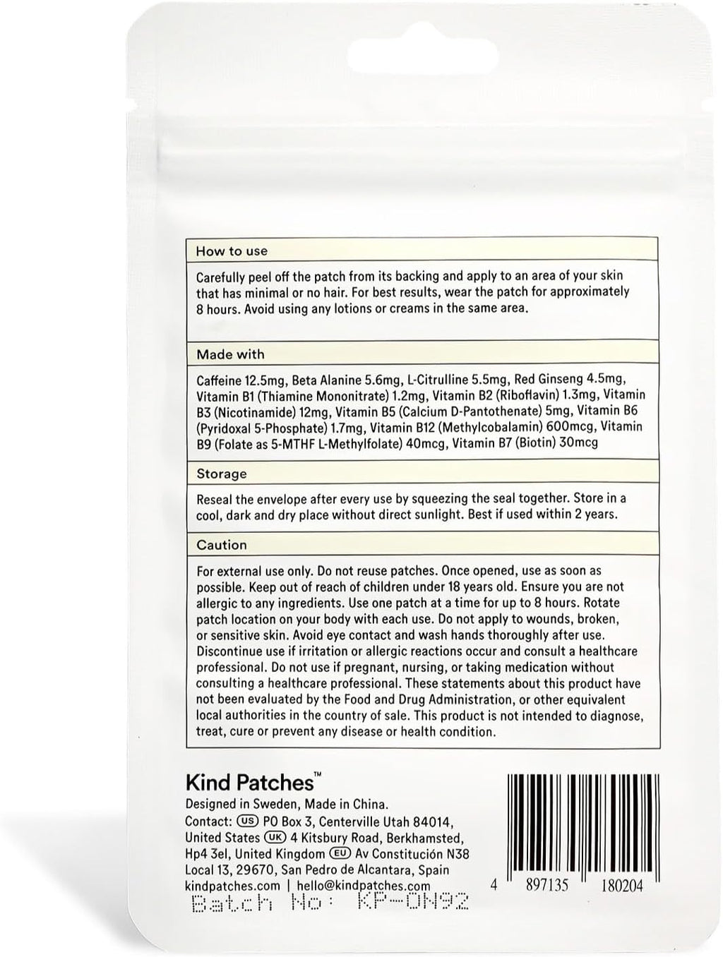 Kind Patches Energy Patches Extra Strong - Red Ginseng, L-Citrulline, and Guarana Extract - Vegan, Latex Free - 14 Count
