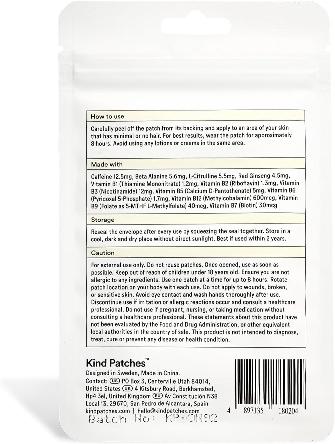 Kind Patches Energy Patches Extra Strong - Red Ginseng, L-Citrulline, and Guarana Extract - Vegan, Latex Free - 14 Count