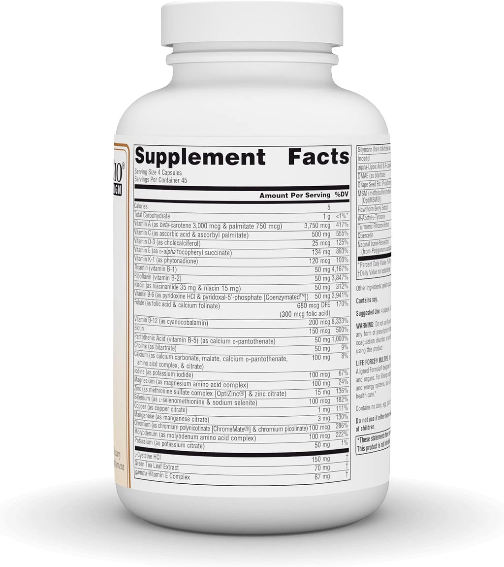 Source Naturals Life Force Multiple Iron Free Multivitamin,180 Capsules