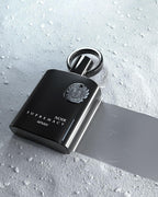 Afnan Supremacy Noir men's luxury perfume bottle with black and gold design, 3.4 fl oz, on a neutral background