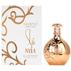 Arabiyat Prestige Nyla unisex perfume by Hub Wavy, 3.4 fl oz, elegant bottle showcasing luxury fragrance.