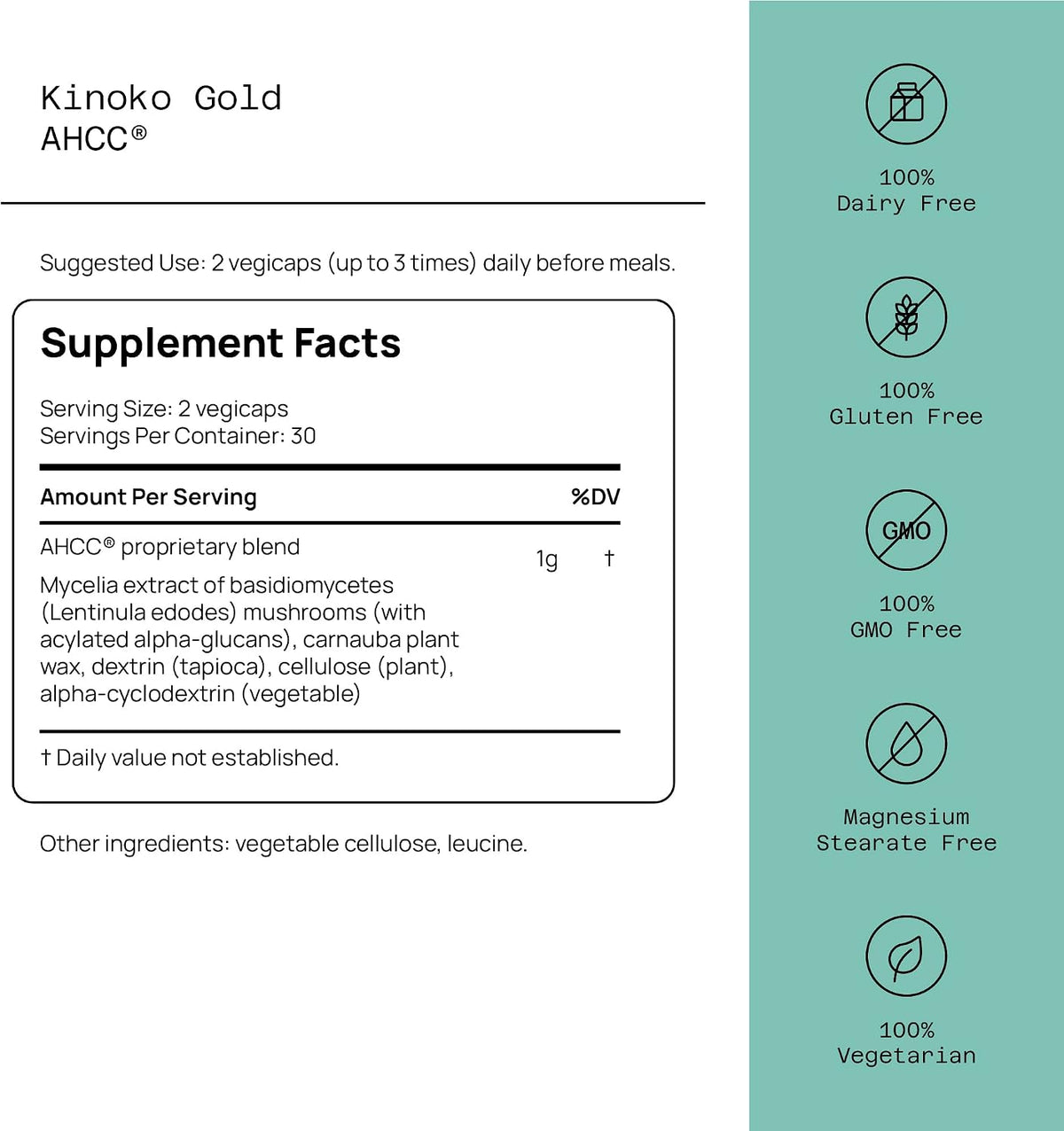 Quality of Life Kinoko Gold AHCC, 500mg - 60 caps