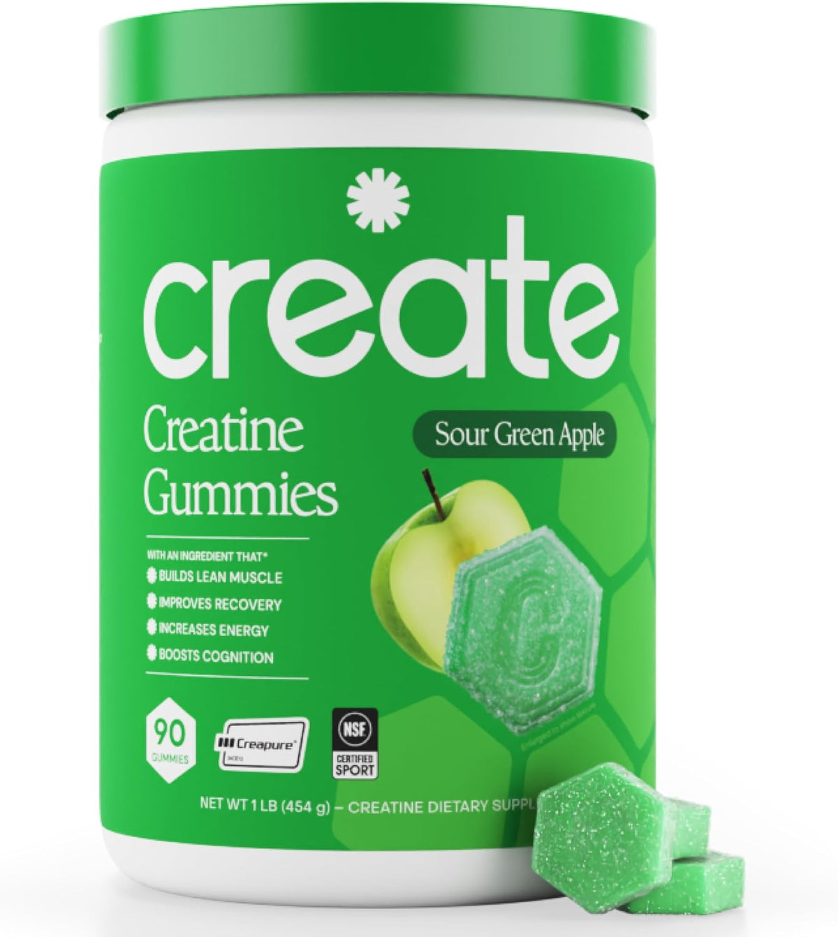 Create Creatine Monohydrate Gummies for Women and Men, Orange, 90ct