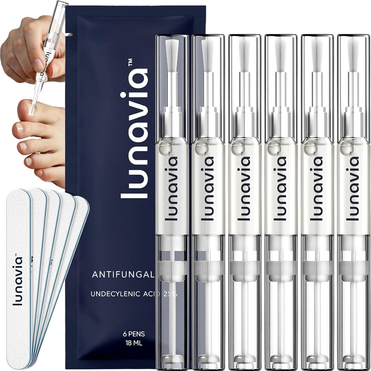 Lunavia Antifungal Pen – Cures Most Athlete’s Foot, Jock Itch, and Ringworm - 25% Undecylenic Acid with added Tea Tree, Jojoba, Clove Bud Oils & Aloe - 3-Pack Twist Pen (9ML Volume)