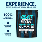BEAST BITES - Creatine Bites - 5g Creatine Monohydrate Per Serving - No Sugar or Artificial Colors - Low-Calorie, Vegan & Halal - Made in The USA - Blue Raspberry Flavor - 30 Gummies