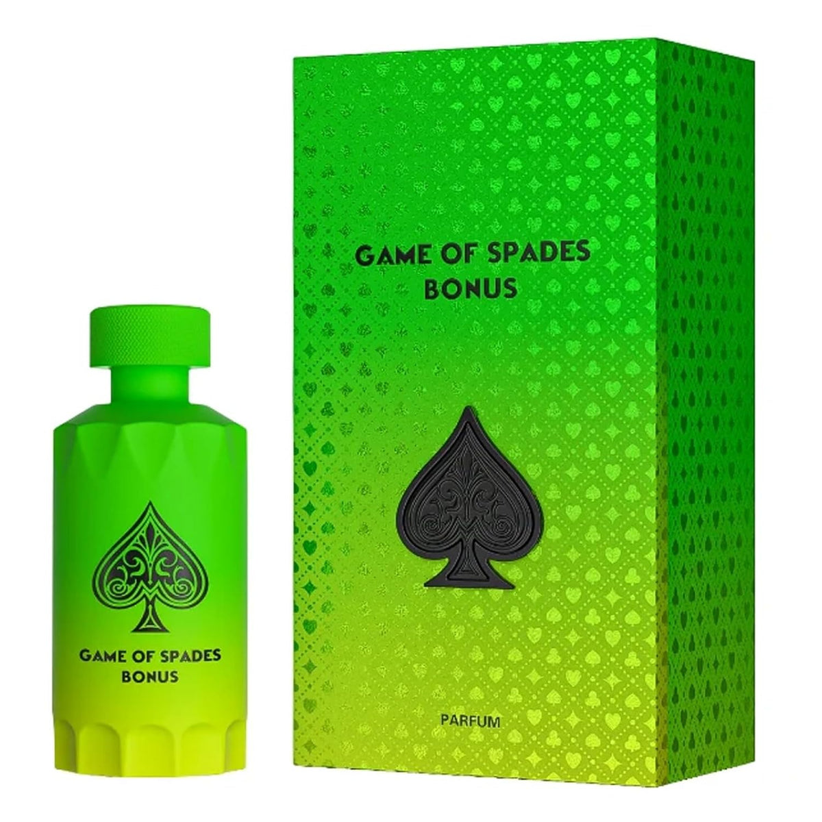 Jo Milano Game of Spades luxury unisex fragrance by Hub Wavy, featuring a 3.4 fl oz bottle with sleek design and elegant packaging