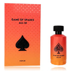 Jo Milano Game of Spades luxury unisex fragrance by Hub Wavy, 3.4 fl oz bottle with sleek design and elegant packaging.