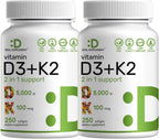 DEAL SUPPLEMENT Vitamin D3 5,000 IU + K2 MK7 Softgels, 250 Count | 2-in-1 Complex | Easy to Swallow