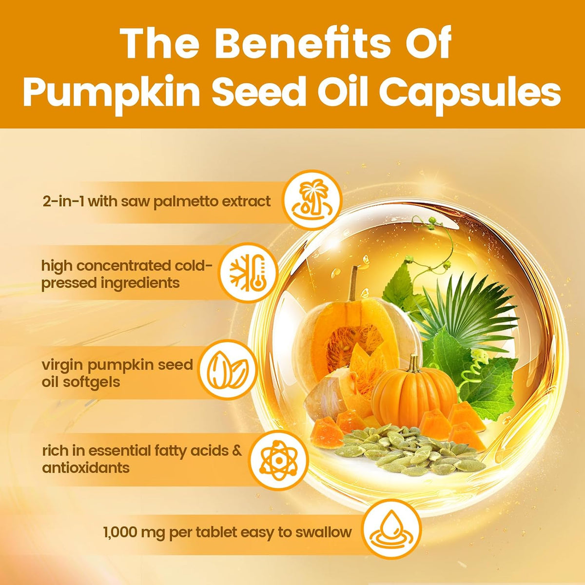VivoNu Pumpkin Seed Oil with Saw Palmetto Capsules,300 Softgels,Non-GMO