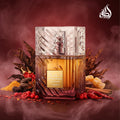 Hub Wavy Lattafa Khamrah Dukhan unisex perfume bottle, 3.4 oz, with elegant design and luxurious fragrance visible in the image.