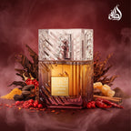 Hub Wavy Lattafa Khamrah Dukhan unisex perfume bottle, 3.4 oz, with elegant design and luxurious fragrance visible in the image.