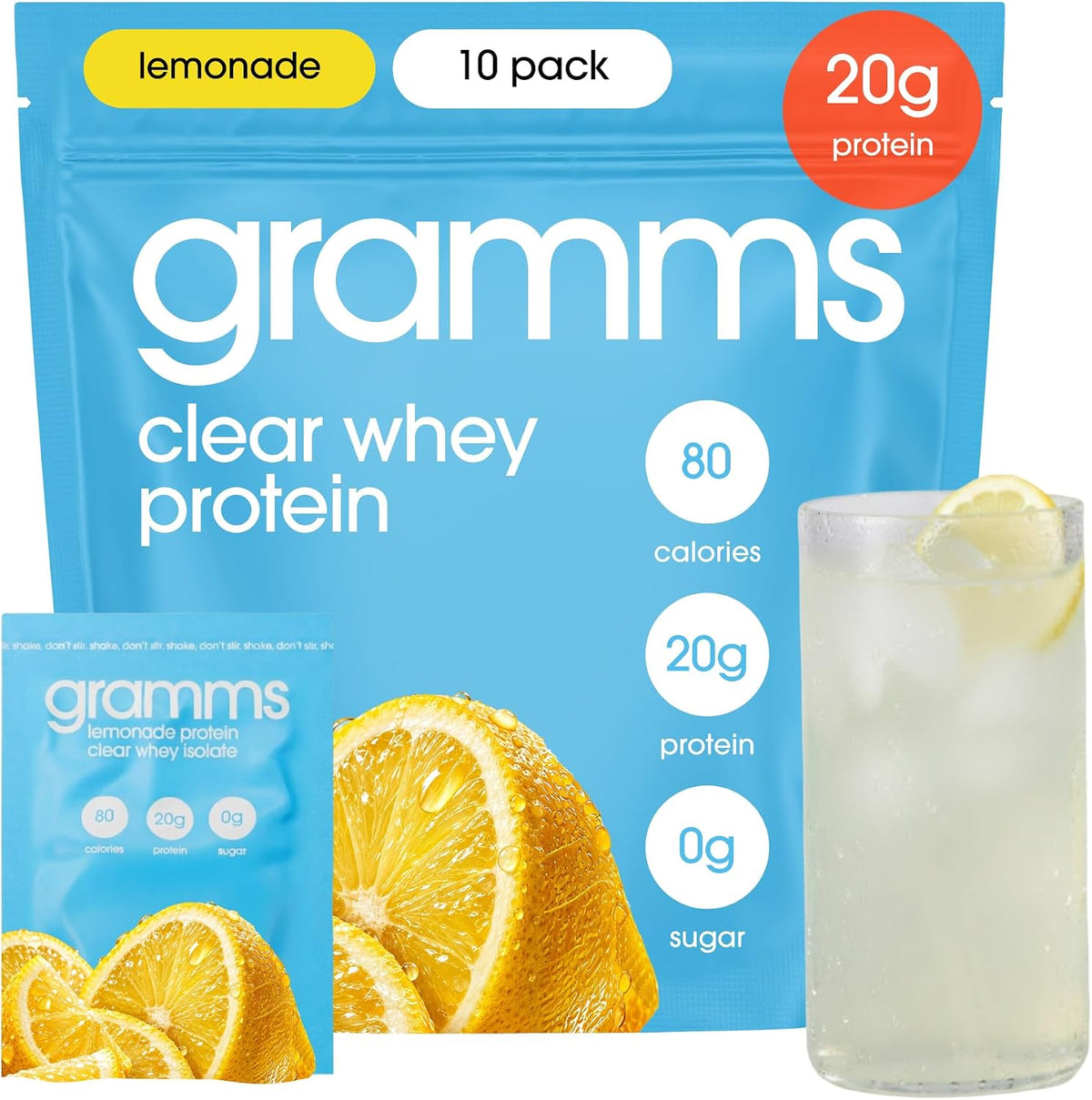 Gramms Clear Protein Powder | 20G Whey Isolate | No Lactose | Lemonade