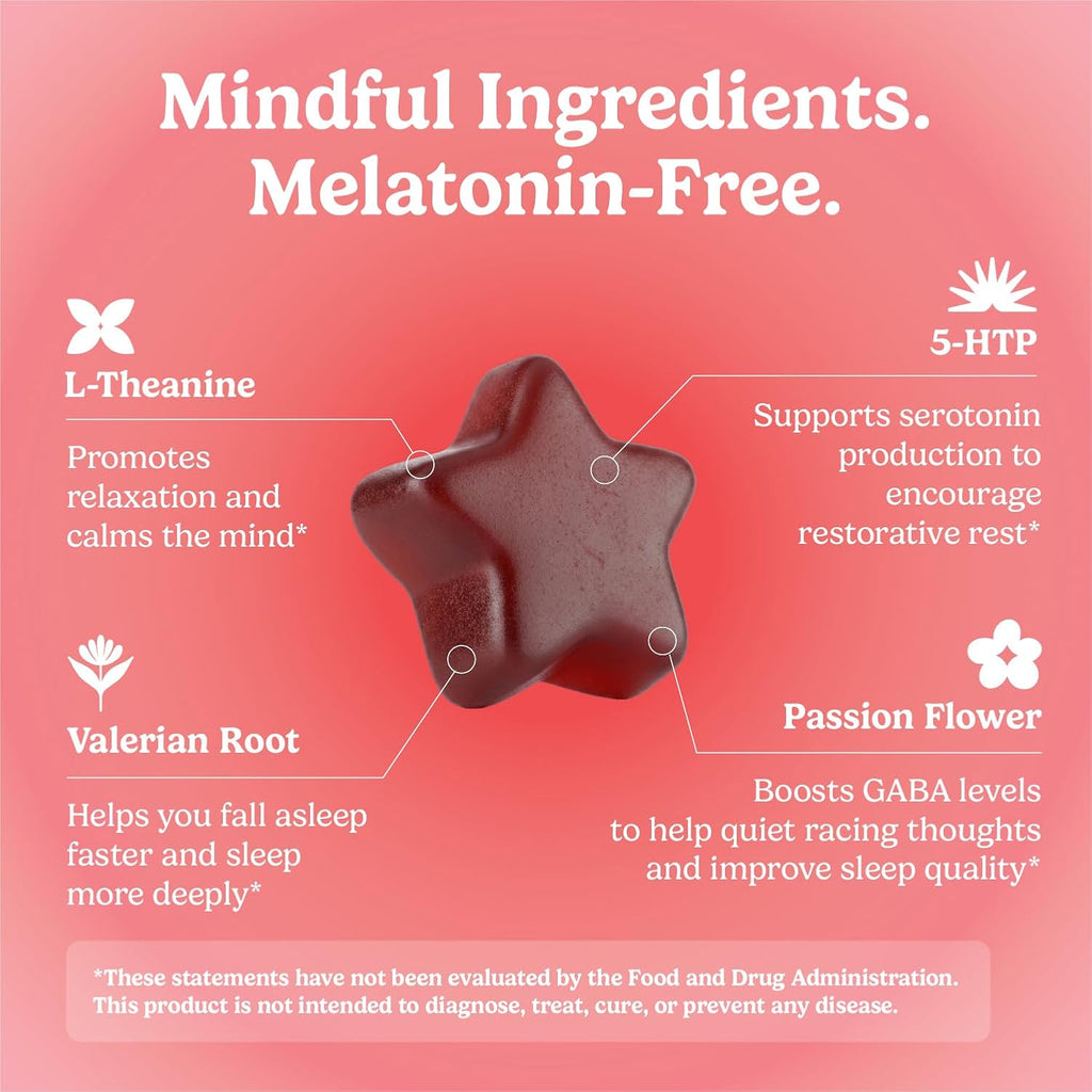 LullaBites - Natural Sleep Gummies - Made in USA - With 5-HTP, L-Theanine, Magnesium & Valerian Root - Melatonin Free - Vegan - Halal - Sugar, Gluten Free - Sweet Strawberry - 60 Gummies - 30 Servings
