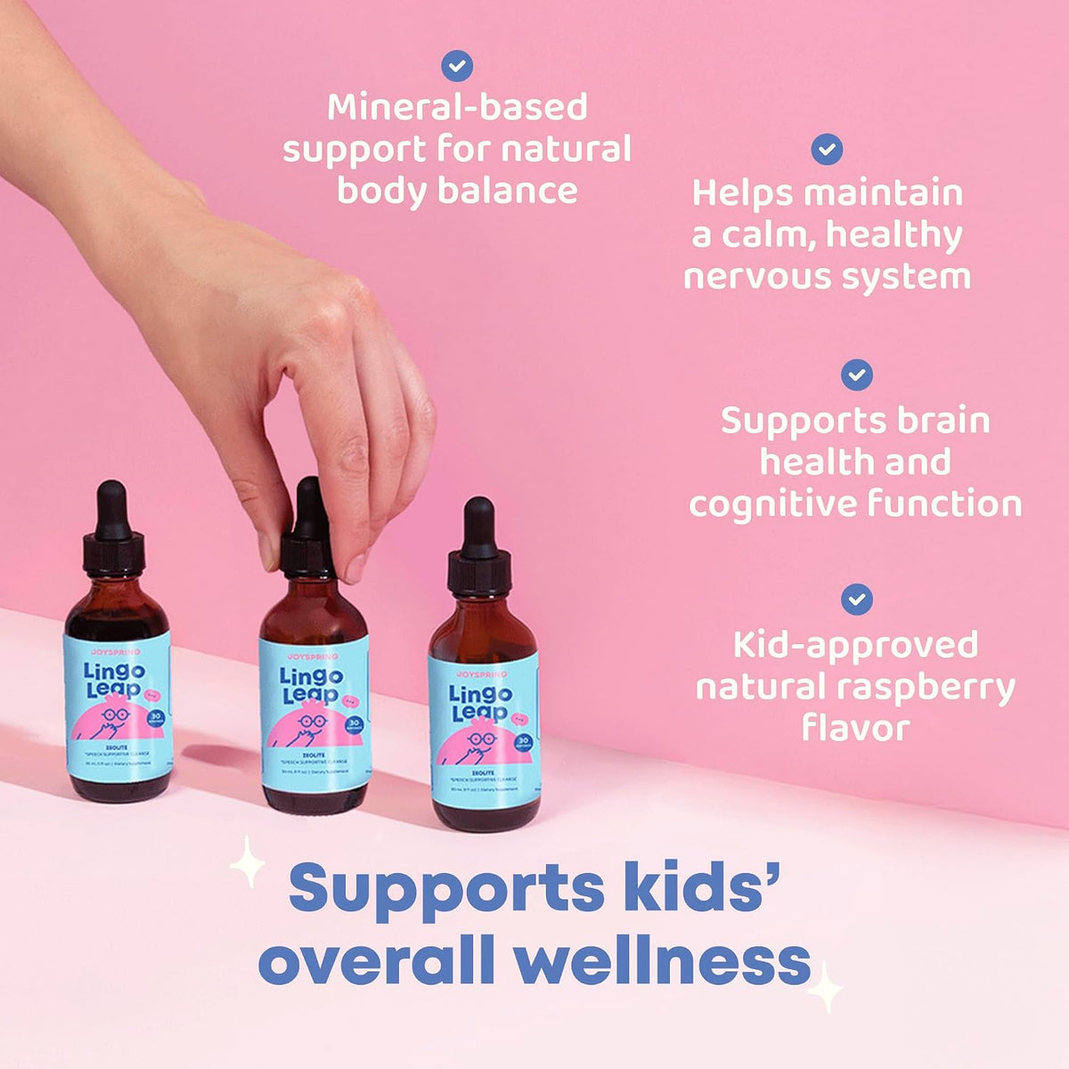 JoySpring LingoLeap Kids Zeolite Drops with B12 and D3, Berry, 30 Ct