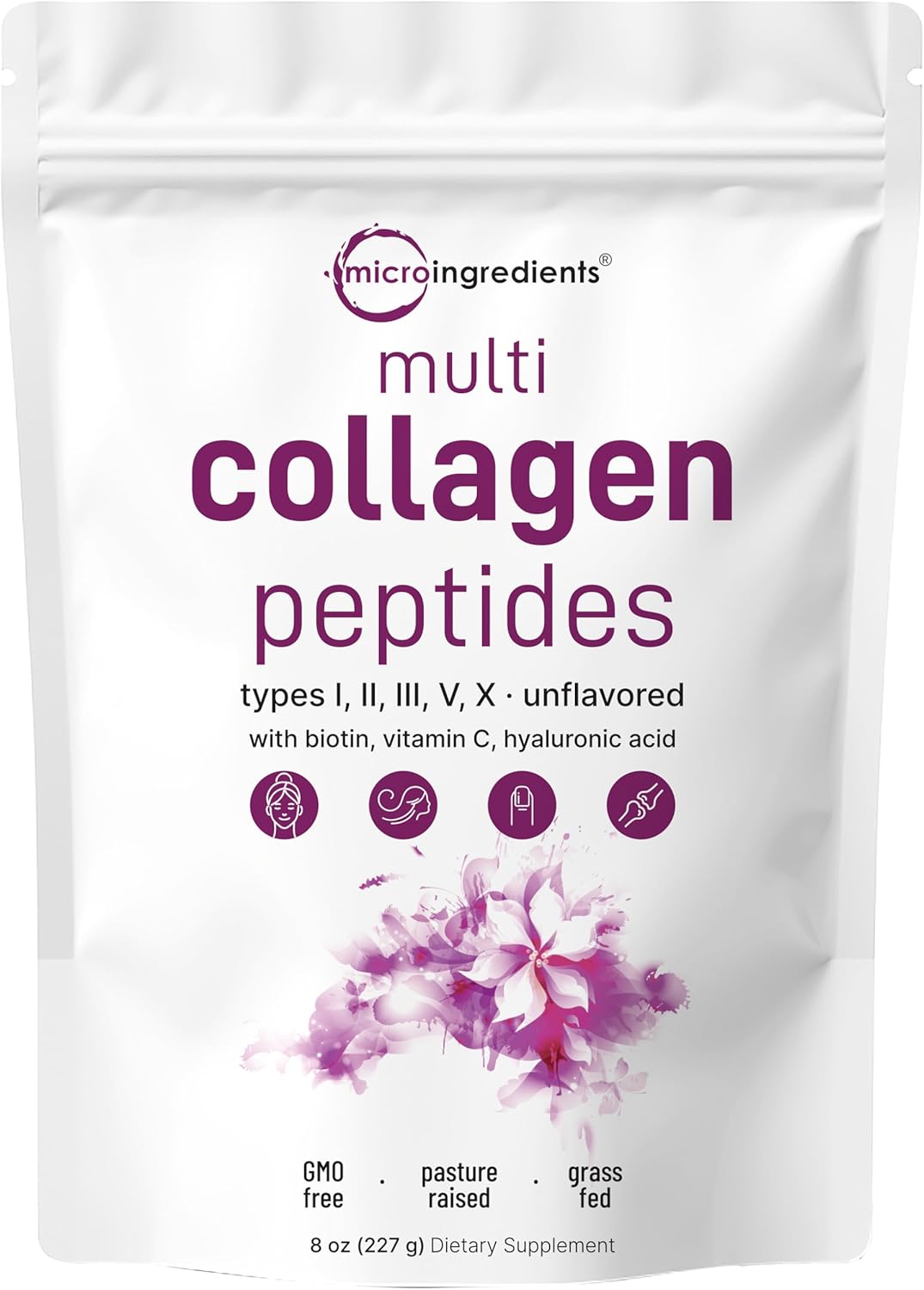 Micro Ingredients Multi Collagen Peptides Powder, 1lb (41 Servings)