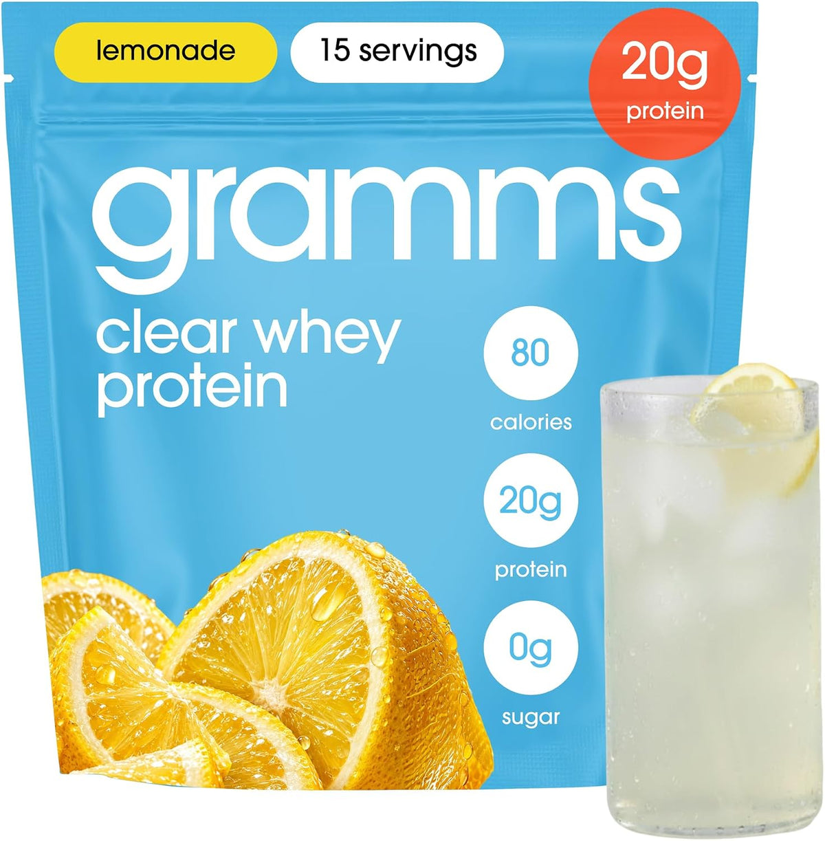 Gramms Clear Protein Powder | 20G Whey Isolate | No Lactose | Lemonade