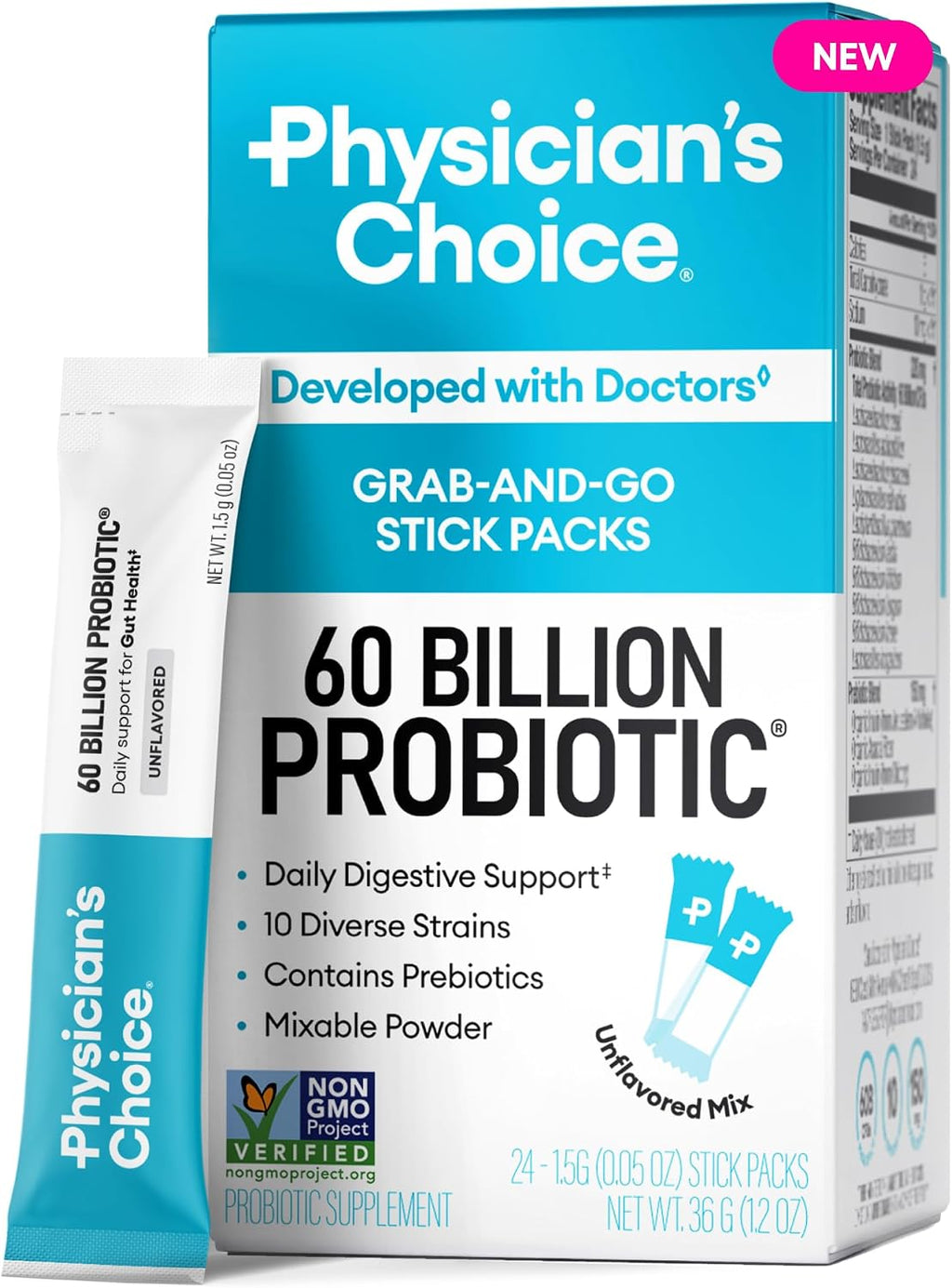 Physician's CHOICE Probiotics 60 Billion CFU - 10 Strains + Organic Prebiotics - Immune, Digestive & Gut Health - Supports Occasional Constipation, Diarrhea, Gas & Bloating - for Women & Men - 30ct