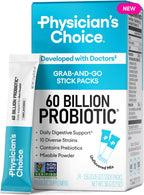 Physician's CHOICE Probiotics 60 Billion CFU - 10 Strains + Organic Prebiotics - Immune, Digestive & Gut Health - Supports Occasional Constipation, Diarrhea, Gas & Bloating - for Women & Men - 30ct