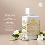Hub Wavy Lattafa Bade'e Al Oud Honer & Glory perfume bottle, luxury unisex fragrance with elegant design, 100ml size.
