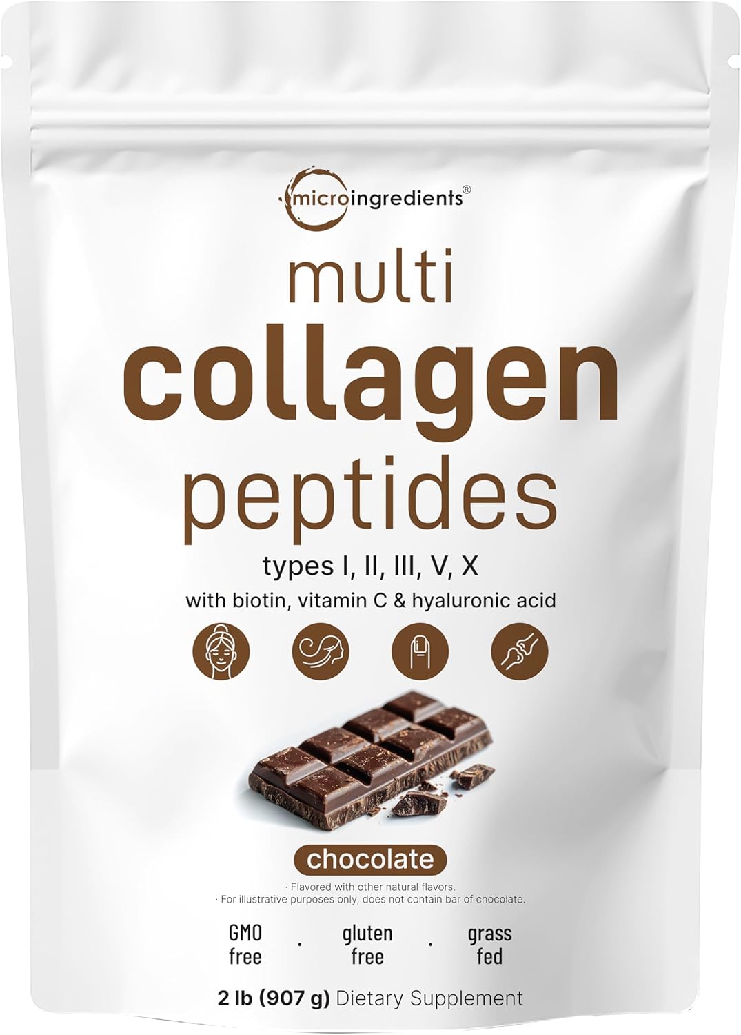 Micro Ingredients Multi Collagen Peptides Powder, 1lb (41 Servings)