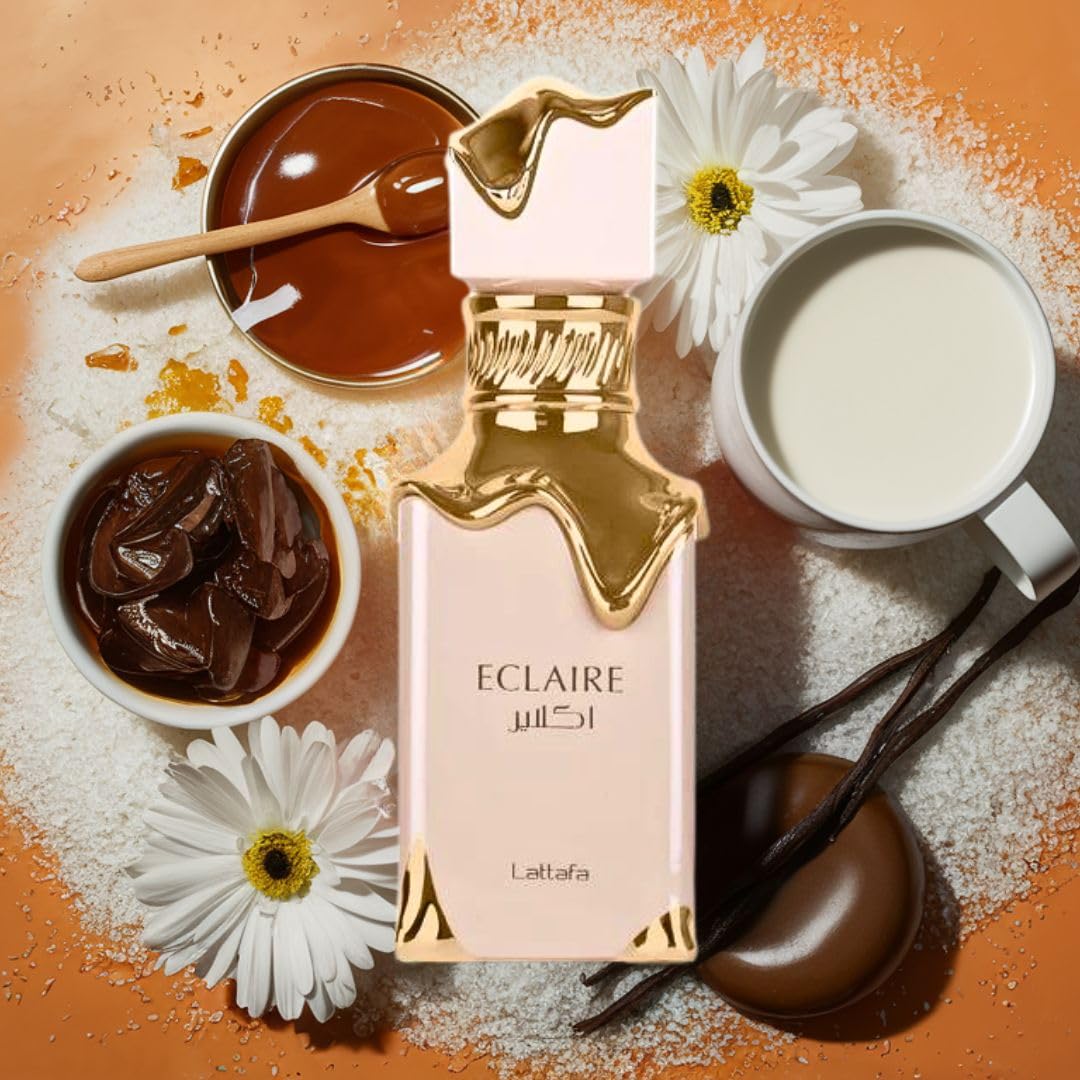 Hub Wavy Lattafa Eclaire perfume for women, 3.4 oz bottle with elegant packaging, showcasing a luxurious floral fragrance.