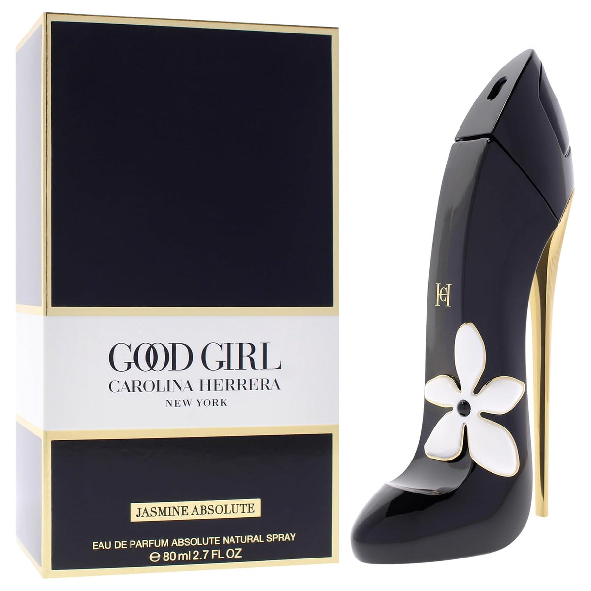 Hub Wavy Carolina Herrera Good Girl perfume bottle, 2.7 oz, elegant floral fragrance for women with a sleek design
