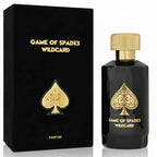 Hub Wavy Jo Milano Game of Spades Wildcard men's fragrance bottle with sleek design, 3.4 fl oz, authentic luxury scent.