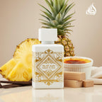 Hub Wavy Lattafa Bade'e Al Oud Honer & Glory perfume bottle, luxurious unisex fragrance with elegant design and branding.