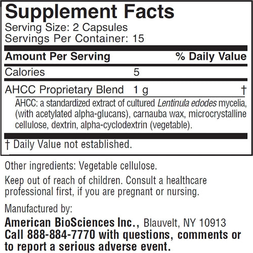 American BioSciences ImmPower AHCC Supplement, Vegetarian Capsules, Enhanced Immune Support, Natural Killer Cell Activity and Cytokine Production, 500 milligrams per Capsule (30 Count)