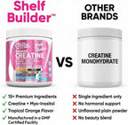 Creatine for Women | Creatine Monohydrate + BCAA Powder Myo-Inositol Collagen Biotin Hyaluronic Acid Folate L Glutamine Vitamin D3 Iron Zinc D-Chiro-Maca Digestion Shelf Builder By Clean Nutra