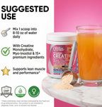 Creatine for Women | Creatine Monohydrate + BCAA Powder Myo-Inositol Collagen Biotin Hyaluronic Acid Folate L Glutamine Vitamin D3 Iron Zinc D-Chiro-Maca Digestion Shelf Builder By Clean Nutra